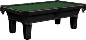 Elegant Black Pool Table PNG Image