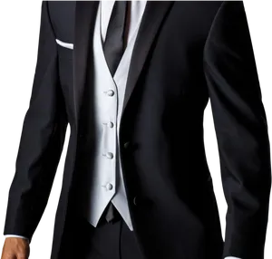 Elegant Black Suit Detail PNG Image