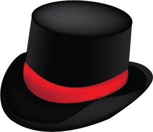 Elegant Black Top Hatwith Red Band PNG Image