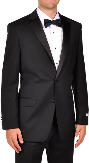 Elegant Black Tuxedo Portrait PNG Image