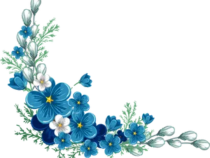 Elegant_ Blue_ Floral_ Border PNG Image