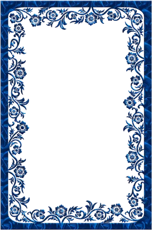 Elegant Blue Floral Border Design PNG Image