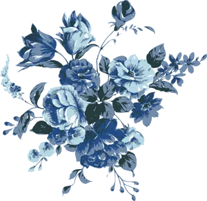 Elegant Blue Floral Design PNG Image