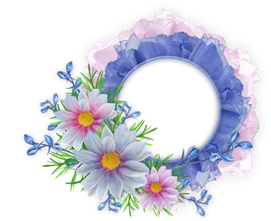 Elegant_ Blue_ Floral_ Frame PNG Image