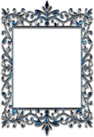 Elegant Blue Floral Frame PNG Image