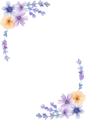 Elegant_ Blue_ Flowers_ Border PNG Image