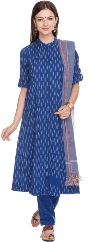 Elegant Blue Salwar Suitwith Dupatta PNG Image