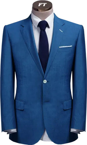 Elegant Blue Suit Jacket Tie PNG