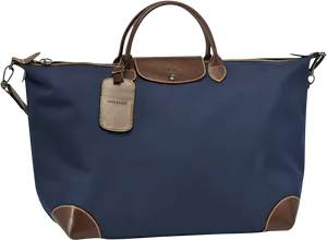 Elegant Blue Travel Tote Bag PNG Image