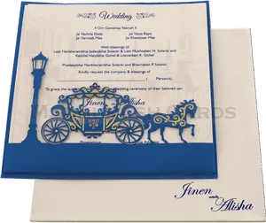 Elegant Blueand White Wedding Invitation Card PNG Image