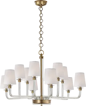 Elegant Brass Chandelier Lighting Fixture PNG Image