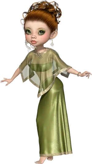 Elegant Bratz Character Pose PNG Image