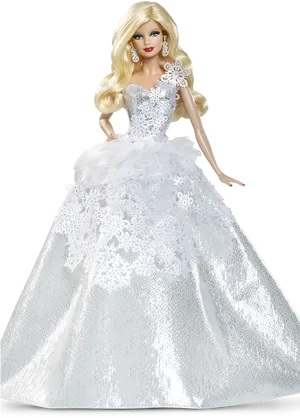 Elegant Bridal Barbie Doll PNG Image