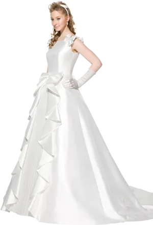 Elegant Bridal Gown Posing PNG Image