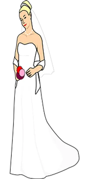 Elegant Bride Cartoon Illustration PNG Image