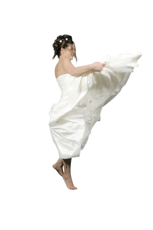 Elegant Bride Dancingin White Dress PNG Image