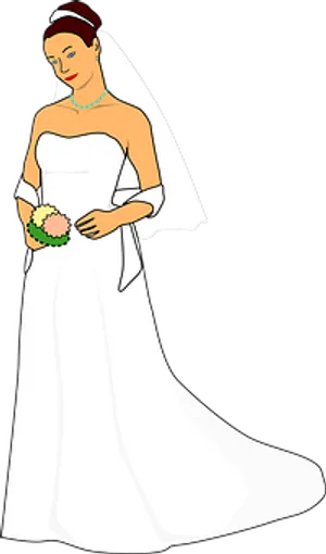 Elegant Bride Illustration PNG Image