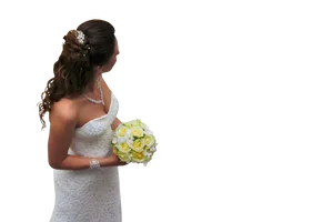 Elegant Bride Profile With Bouquet PNG Image