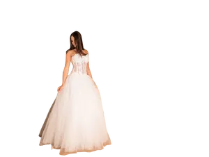 Elegant Bridein White Gown PNG Image