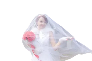 Elegant Bridewith Bouquet PNG Image