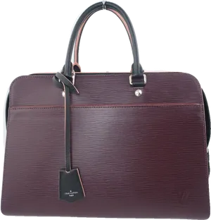 Elegant Burgundy Leather Handbag PNG Image