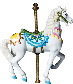 Elegant Carousel Horse Figurine PNG Image