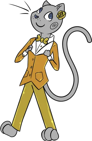 Elegant Cartoon Catin Suit PNG Image