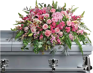 Elegant Casket Spray Funeral Flowers PNG Image