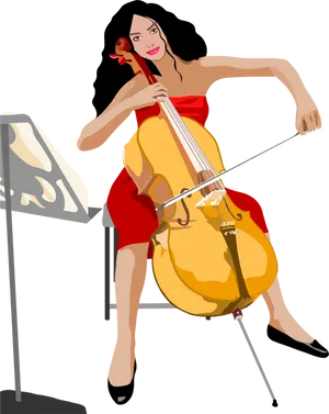 Elegant Cellist Performance PNG Image