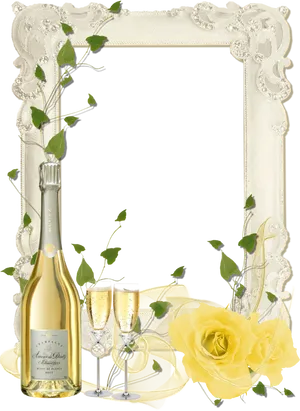 Elegant Champagne Celebration Frame PNG Image