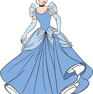 Elegant Cinderella Ballgown Illustration PNG Image