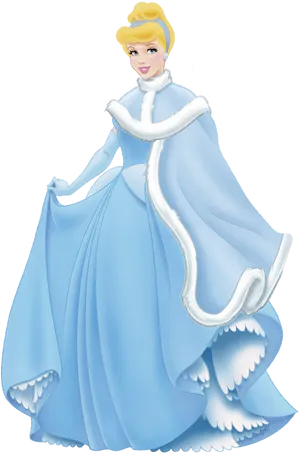 Elegant Cinderella Blue Gown PNG Image