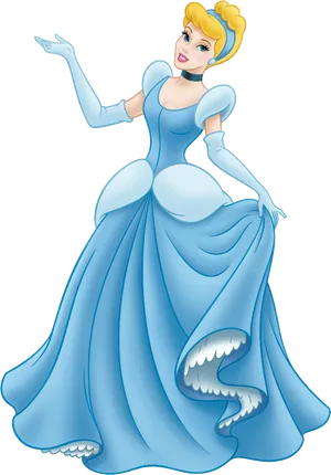 Elegant Cinderella Blue Gown.png PNG Image