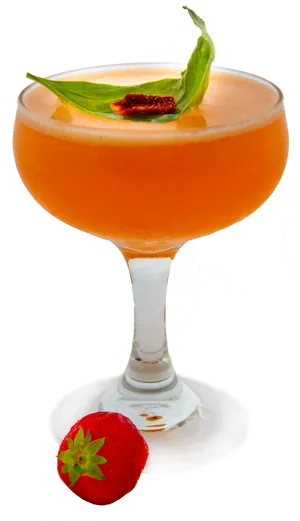 Elegant Cocktail Garnishedwith Strawberryand Mint PNG Image