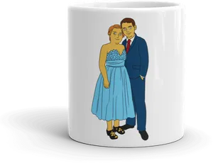 Elegant Couple Printed Mug PNG Image