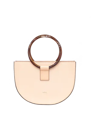 Elegant Cream Half Moon Handbag PNG Image