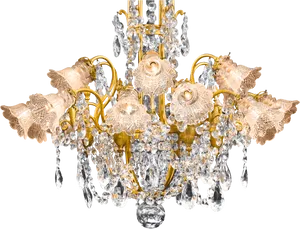 Elegant Crystal Chandelier PNG Image