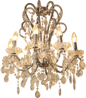 Elegant Crystal Chandelier Illuminated PNG Image