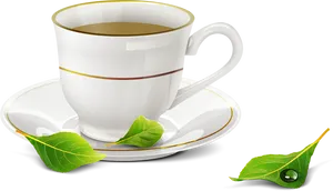 Elegant Cupof Teawith Leaves PNG Image