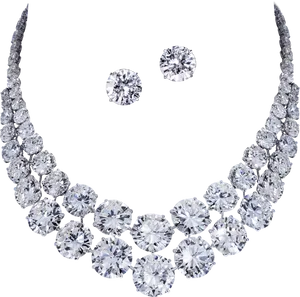 Elegant Diamond Necklaceand Earrings Set PNG Image