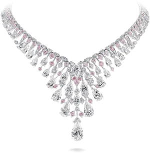 Elegant Diamond Pink Sapphire Necklace PNG Image