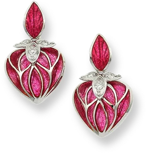 Elegant Diamond Ruby Earrings PNG Image