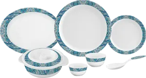 Elegant Dinnerware Set Patterned PNG Image