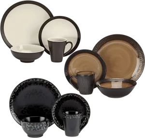 Elegant Dinnerware Set Variety PNG Image