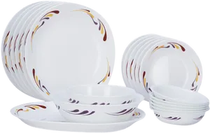 Elegant Dinnerware Setwith Swirl Patterns PNG