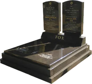 Elegant Double Headstone Fox Family PNG Image