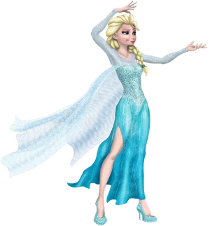 Elegant Elsa Frozen Character Pose PNG Image