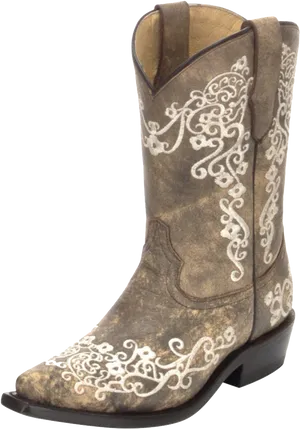 Elegant Embroidered Cowboy Boot.png PNG Image