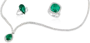 Elegant Emerald Jewelry Set PNG Image