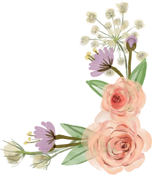 Elegant_ Floral_ Arrangement_ Corner_ Border PNG Image